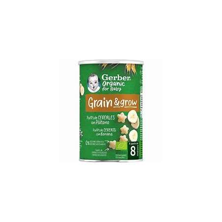 GERBER ORGANIC PUFFS CEREAL.C/PLATAN.35G